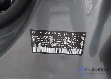 2019 Volkswagen Jetta 1.4T R-Line/1.4T S/1.4T Se from USA, damaged, VIN 3VWC57BU0KM179550